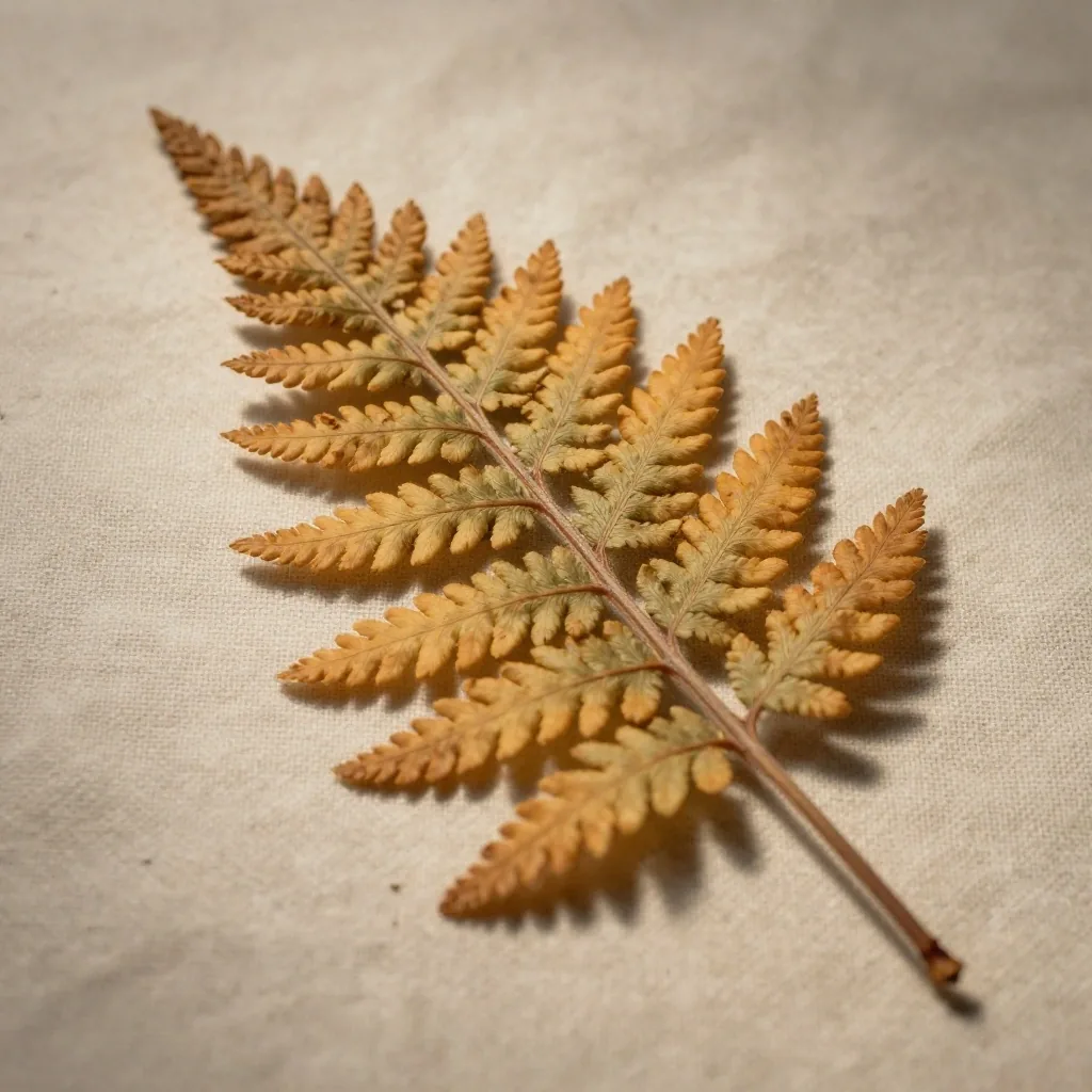Pressed botanical specimen on linen