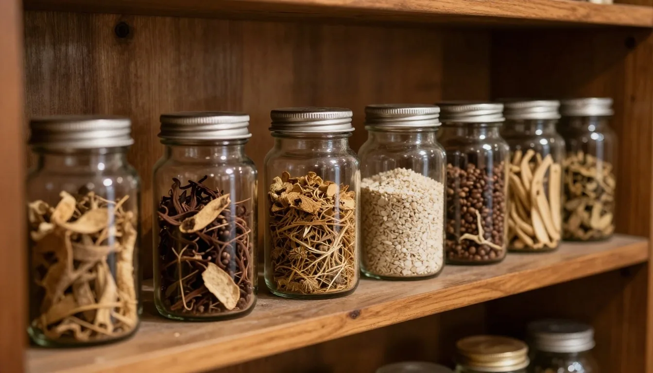 Botanical reference workbench under morning side-light